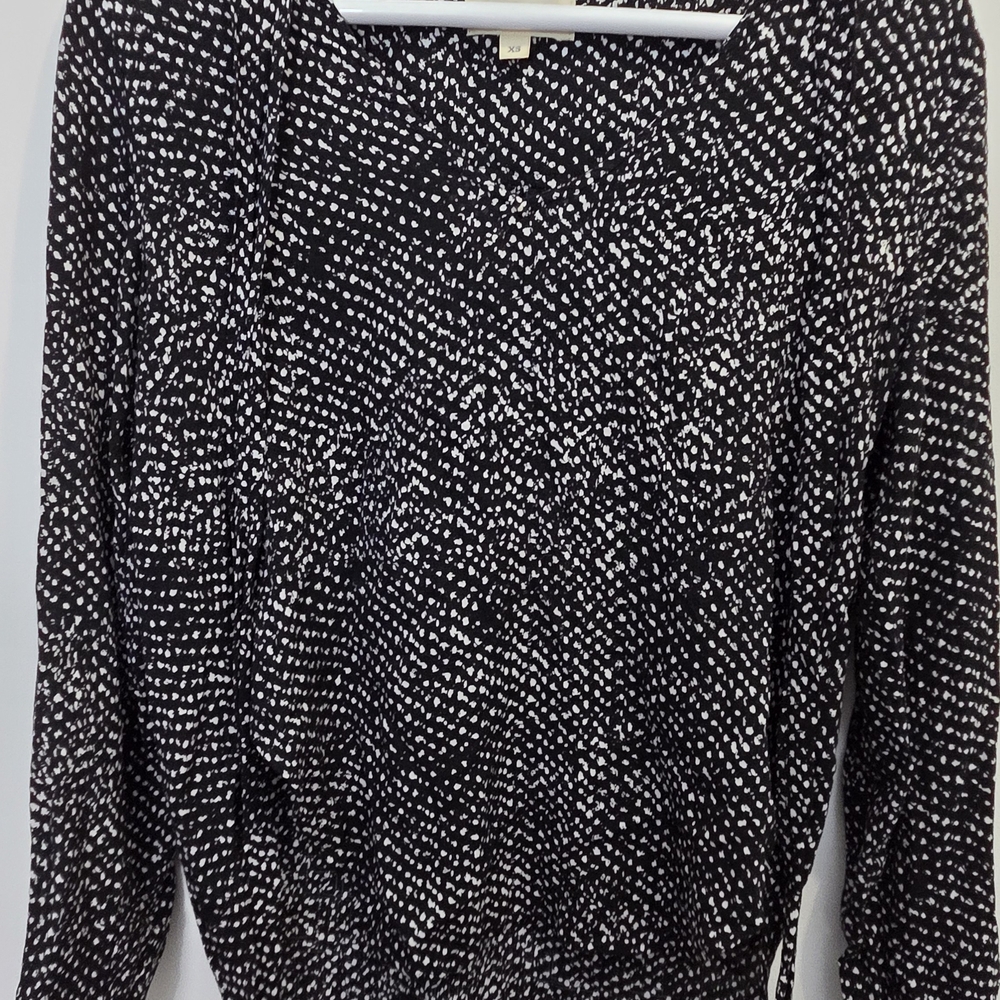 cloth & stone Black and White Printed Long Sleeve Blouse Xs